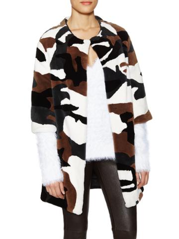 Tasha Tarno Sheared Rex Rabbit Army Coat