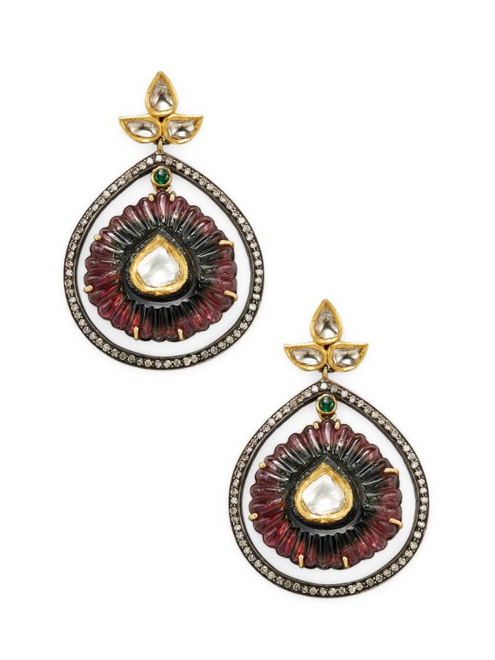Amrapali Emerald, Tourmaline And Diamond Earrings