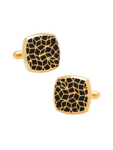 Ox And Bull Trading Co. Gold Stainless Steel Geometric Cell Cufflinks