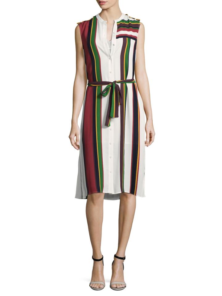 Bcbgmaxazria Striped Button-front Dress