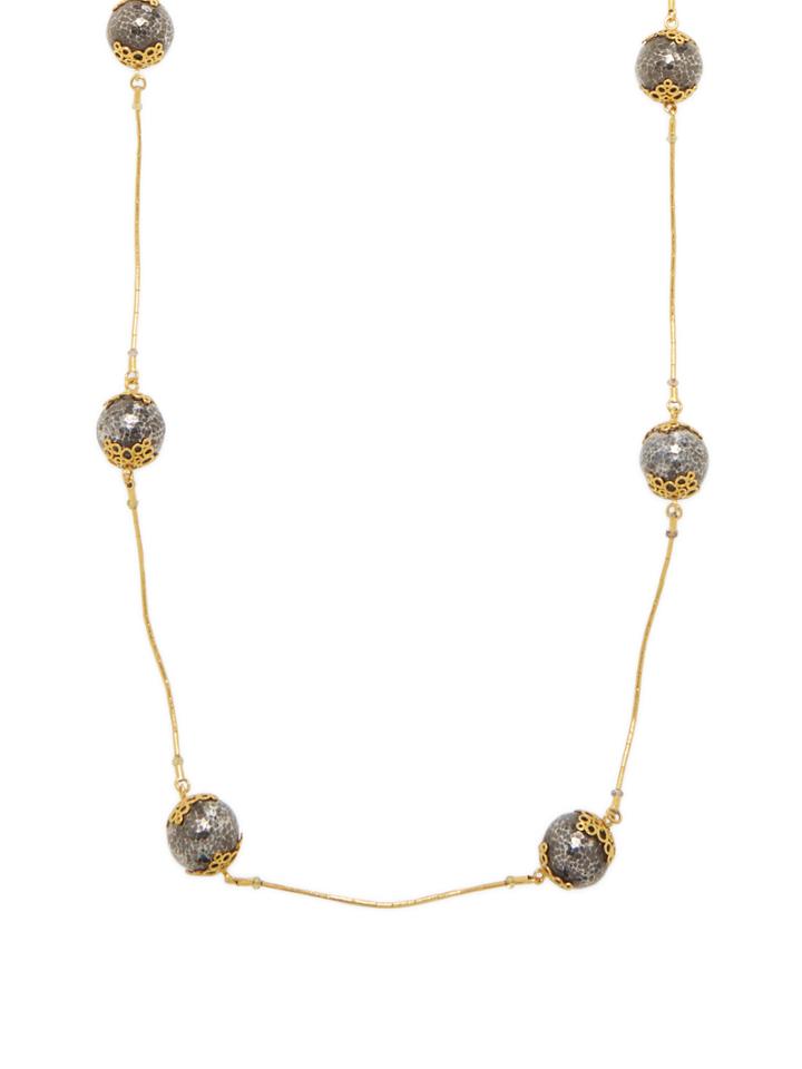 Gurhan Blackened Silver Ball & Gold Lace Necklace