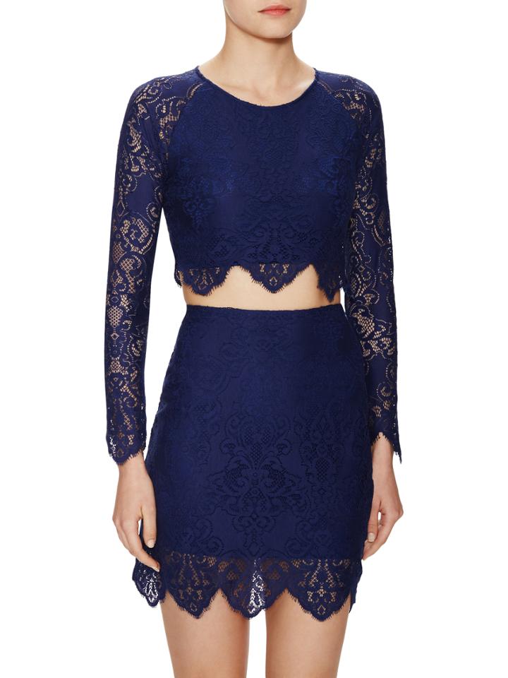 For Love And Lemons Midnight Lace Crop Top