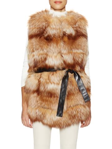 Tasha Tarno Belted Fox Fur Vest