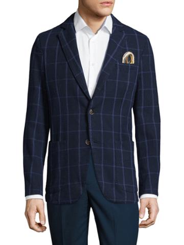 Atp & Co Alan Cotton Windowpane Notch Lapel Blazer