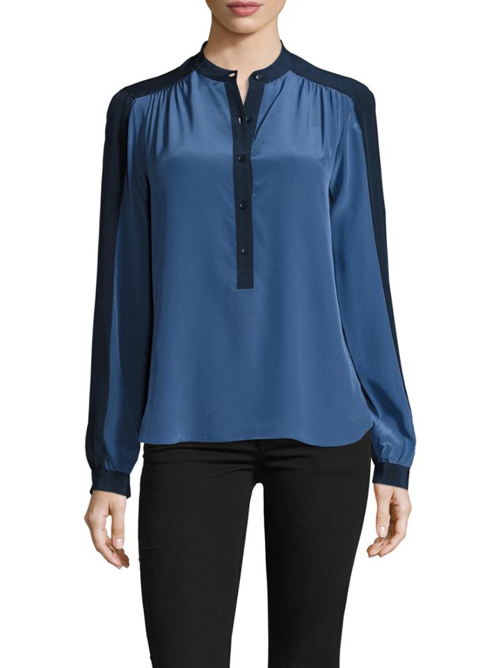 Bcbgmaxazria Marteena Silk Colorblock Blouse