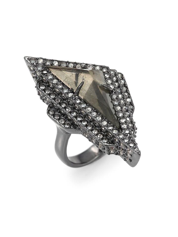 Alexis Bittar Crystal Stepped Fancy Pyramid Cocktail Ring