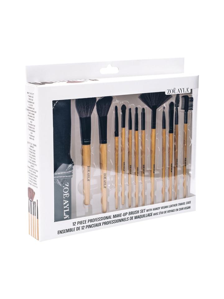 Zoe Ayla Professional Make-up Brush Set - Wood (12 Pc)