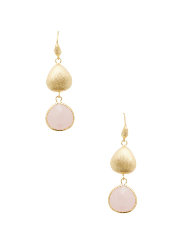 Rivka Friedman Rose Quartz & Pebble Drop Earrings