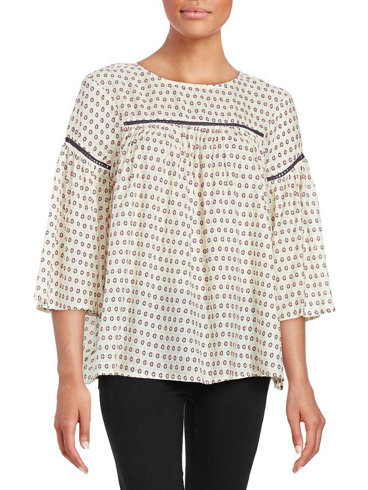 French Connection Geometric Peasant Top