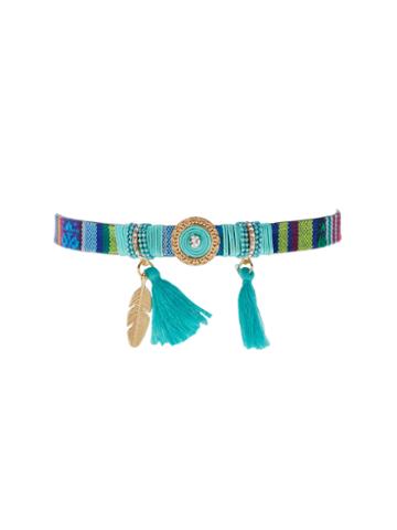 Cara Couture Jewelry Tassel & Feather Pendant Choker