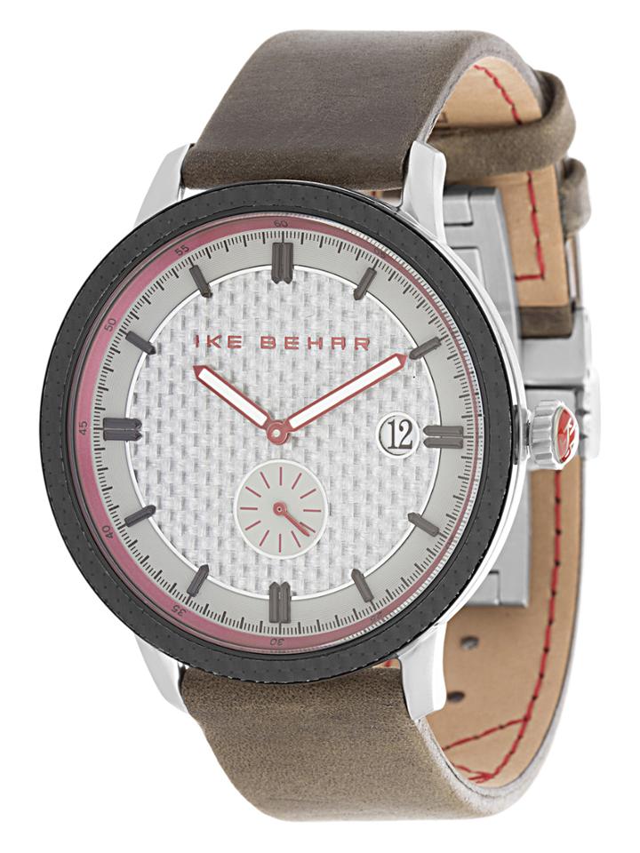 Ike Behar The Carbon Fiber Brushed Leather Watch, 43mm