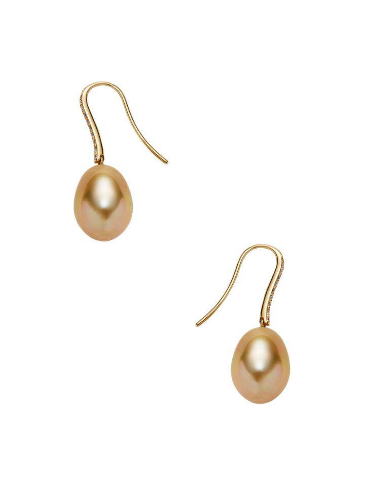Tara Pearls Golden South Sea Pearl & Diamond Drop Earrings