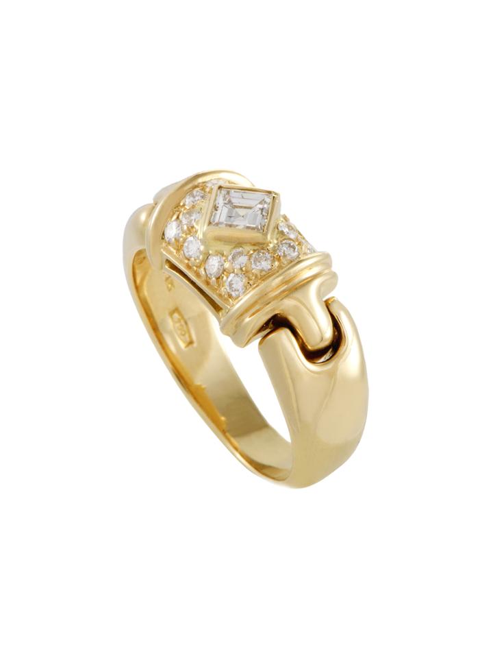 Vintage Bulgari Womens Parentesi 18k Yellow Gold & 0.45 Total Ct. Diamond Ring