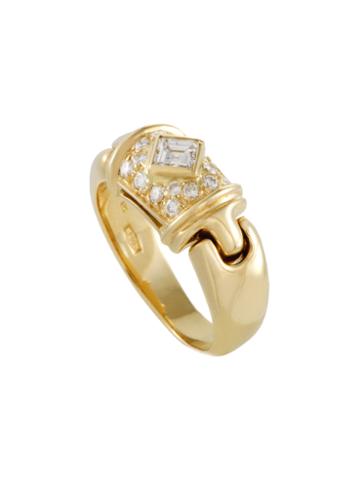 Vintage Bulgari  Womens Parentesi 18k Yellow Gold & 0.45 Total Ct. Diamond Ring