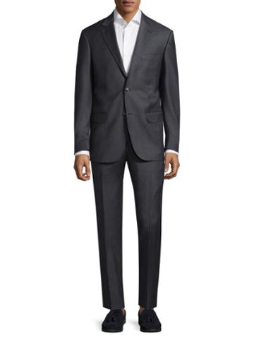 Zanetti Notch Lapel Suit With Criss-cross Stitch Detail