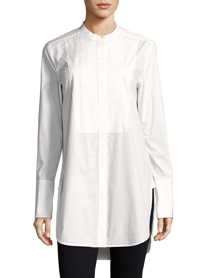 Vince Pleated Stretch-cotton Shirt