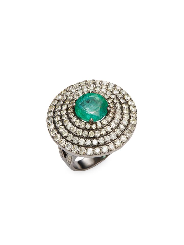 Arthur Marder Fine Jewelry Emerald & Diamond Dome Ring