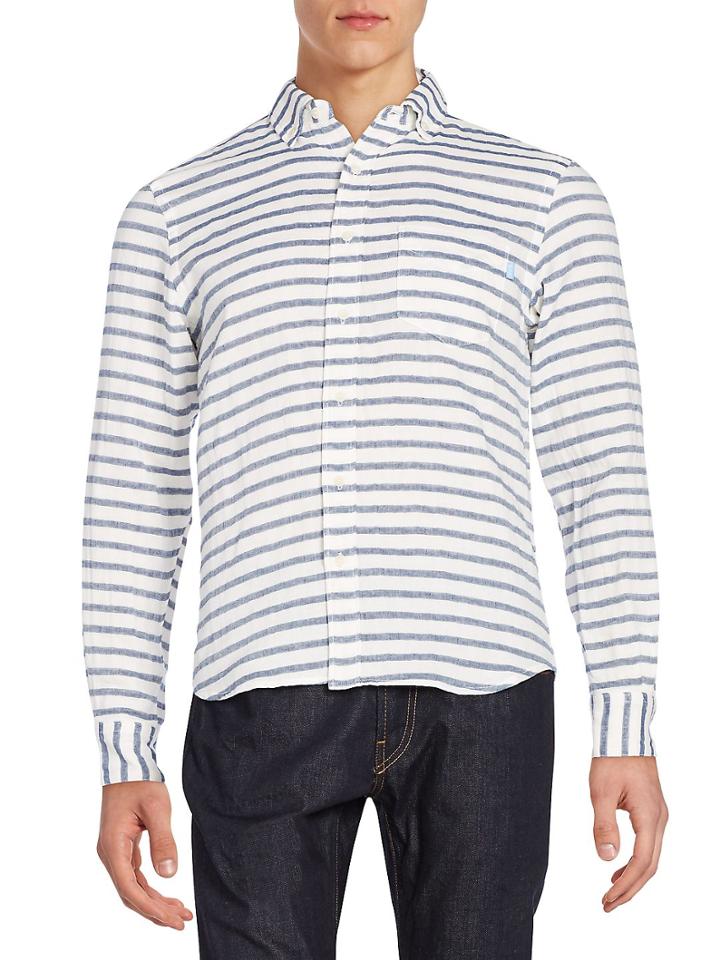 Haspel Constance Striped Cotton Sportshirt