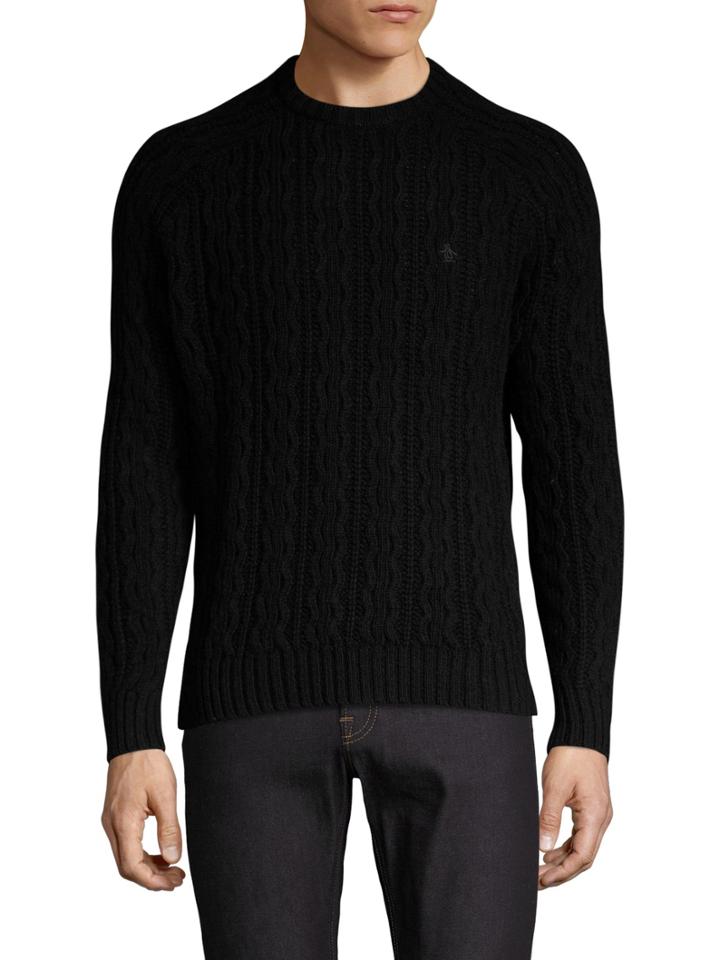 Original Penguin Wool Solid Cableknit Sweater