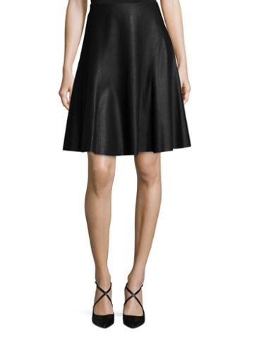 Vivienne Tam Faux Leather Faced Ponti Gore Skirt