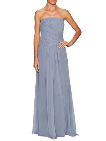Ml Monique Lhuillier Bridesmaids Bandeau Pleated Evening Gown