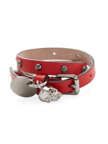Alexander Mcqueen Skull Charm & Studd Leather Bracelet