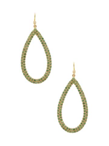 Suneera Liora 18k Yellow Gold, Peridot & Diamond Open Teardrop Earrings