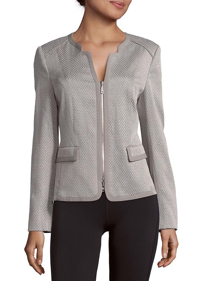 Basler Patterned Cotton-blend Zip-front Jacket