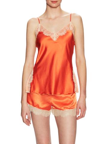 Samantha Chang Silk Bow Applique Side Slit Camisole