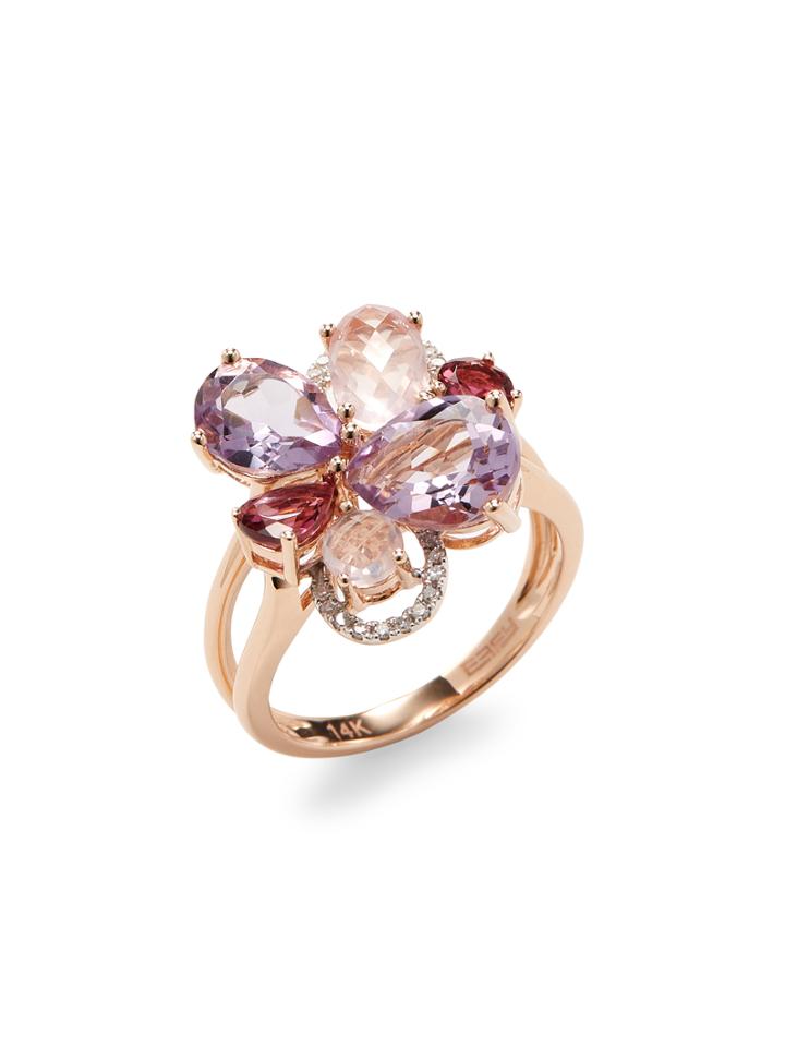 Effy 14k Rose Gold Ring With Diamond, Pink Amethyst, Rose Quartz, And Pink Tourmaline