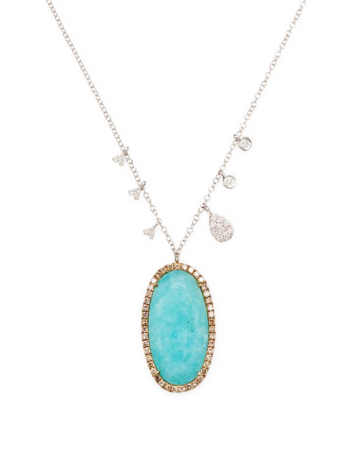 Meira T Amazonite & Diamond Pendant Necklace