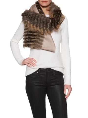 Tasha Tarno Cross Fox Strip And Cashmere Shawl