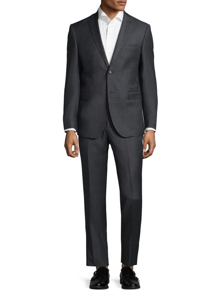 Zanetti Luca Notch Lapel Suit With Criss-cross Detail
