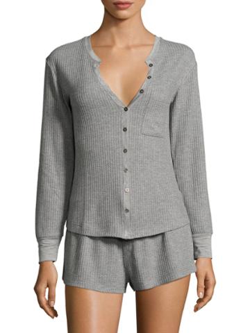C&c California Buttoned Henley And Shorts Set