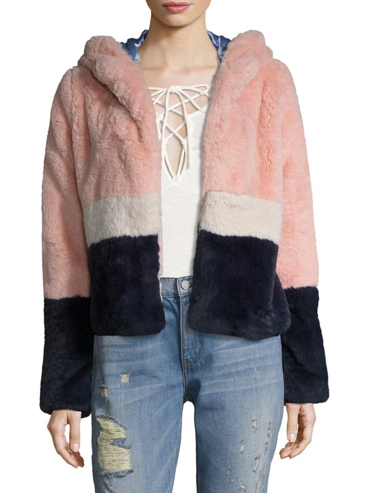Eight Dreams Colorblock Faux Fur Hooded Jacket