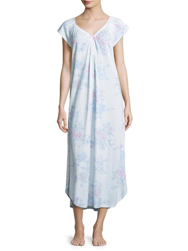 Midnight By Carole Hochman Cotton Floral Long Gown