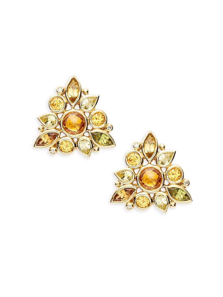 Temple St Clair High 18k Yellow Gold Cluster Stud Earrings