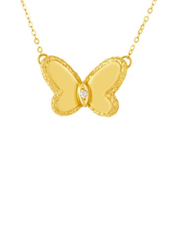 Vintage Van Cleef & Arpels 18k Yellow Gold Diamond Butterfly Pendant Necklace