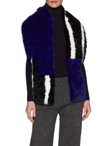 Tasha Tarno Mink Fur Colorblock Long Scarf, 62 X 9.5
