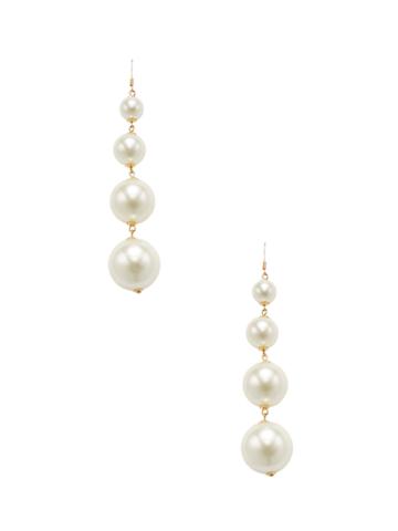 Kenneth Jay Lane Small To Large Light Cultura Pearls 3.5 Drop Fishhook Earring