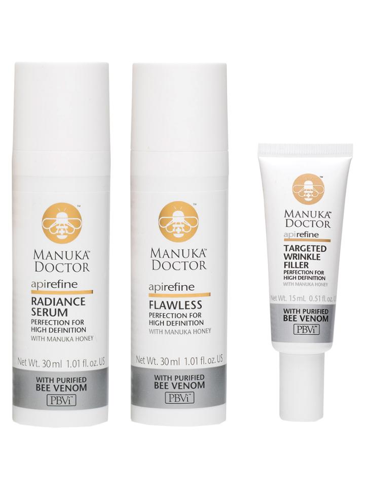 Manuka Doctor Refined To Perfection Set - Api Refine Radiance Serum + Api Refine Flawless Primer + Api Refine Targeted Wrinkle Filler