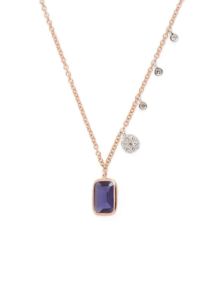 Meira T 14k Rose Gold, Iolite & 0.09 Total Ct. Diamond Necklace