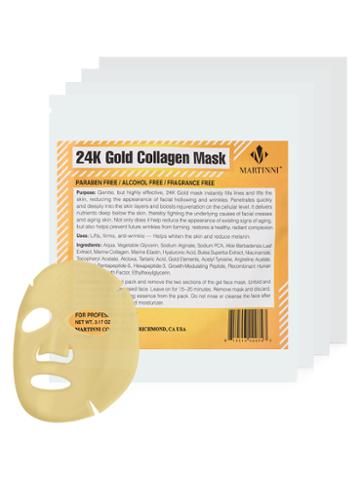 Martinni Beauty 24k Gold Collagen Facial Mask (4 Pk)