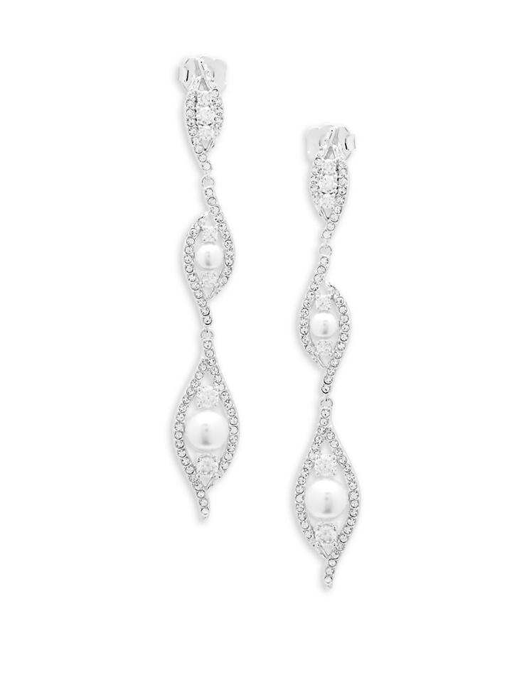 Adriana Orsini Crystal And Faux Pearl Drop Earrings