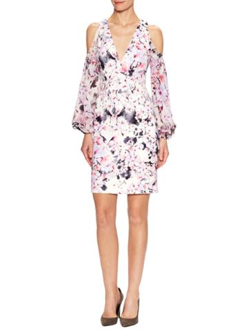 Gabriela Cadena Silk Floral Print Sheath Dress