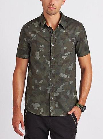 Guess Freesian Camo-print Short-sleeve Shirt