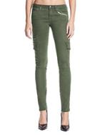 Guess Cargo Mid-rise Skinny Jeans In Washed Dusty Olive
