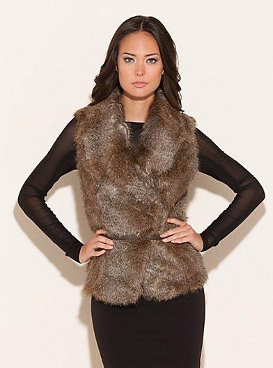 Guess Audrine Faux-fur Vest, Sandalwood (small)
