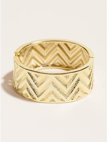 Guess Gold-tone Chevron Striped Hinge Cuff