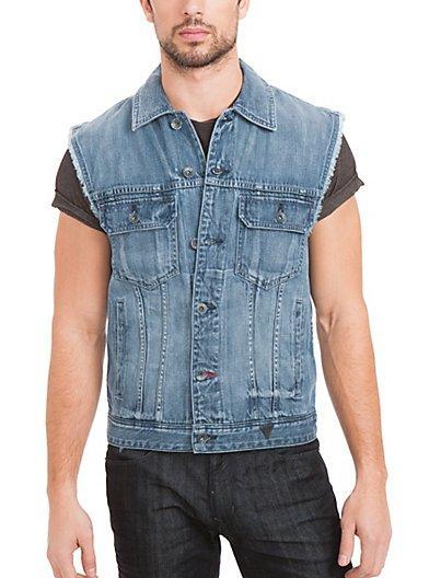 Guess Denim Vest In Bengal Wash